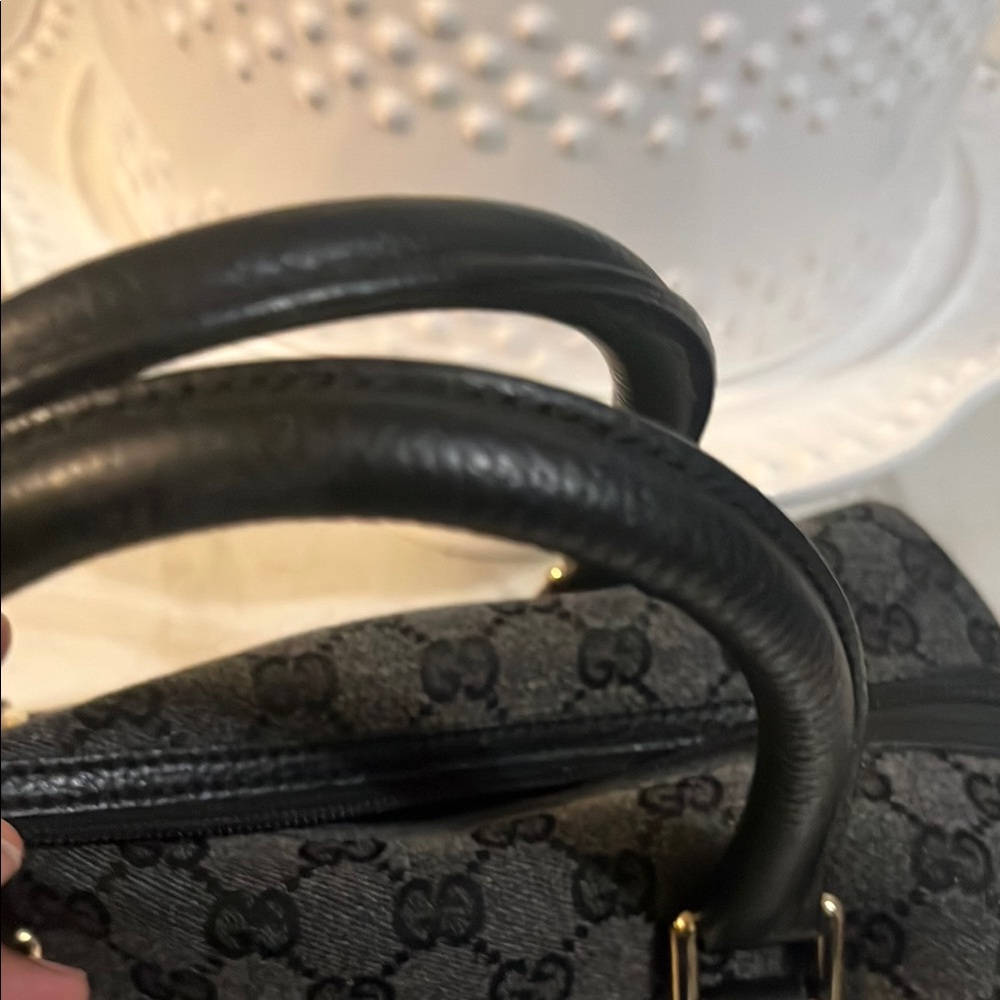 Gucci Black and Gray GG Canvas Top Handle Satchel - Picture 2 of 13